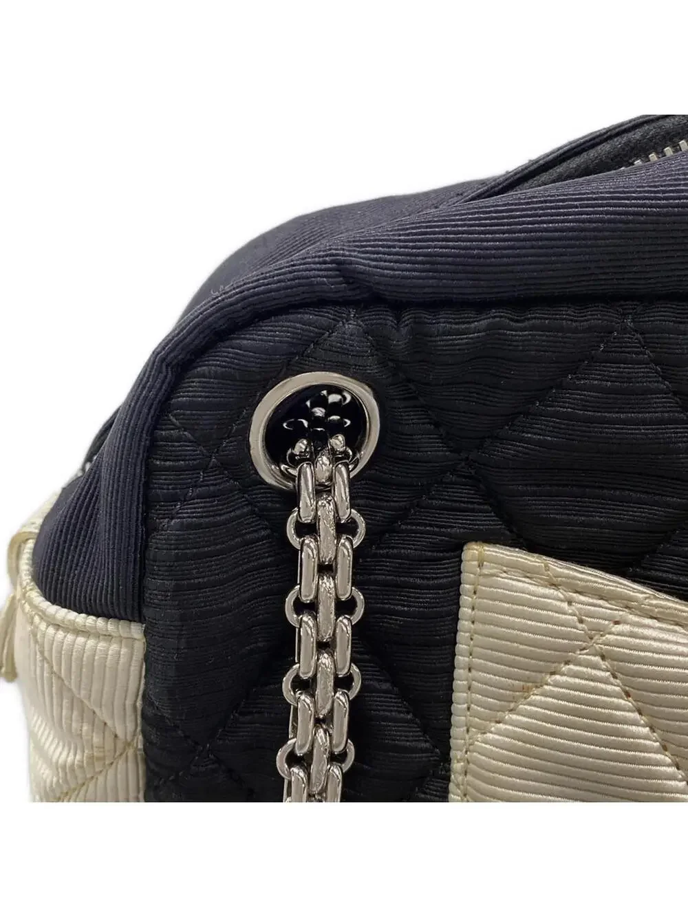 Chanel 2.55 Matelass Black White Nylon #295569C96B